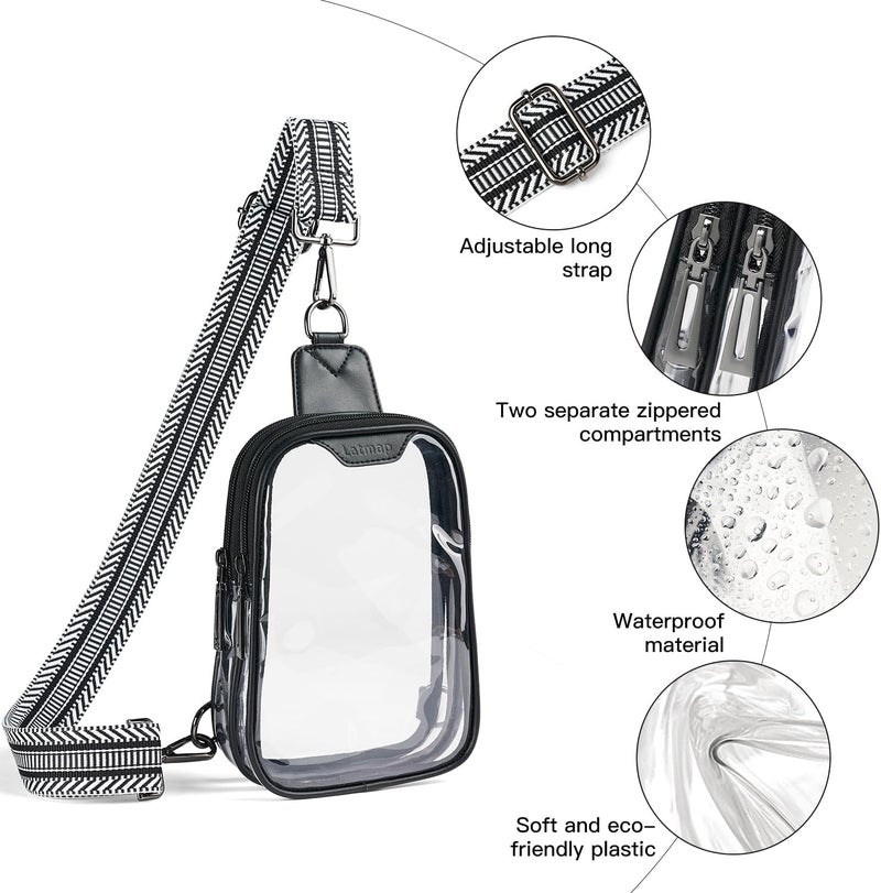 LATMAP DOUBLE ZIP Clear bags Stadium Approved Crossbody Sling Bag Fanny Pack Purses for Women Men Belt bag for Stadium Events - Image 5